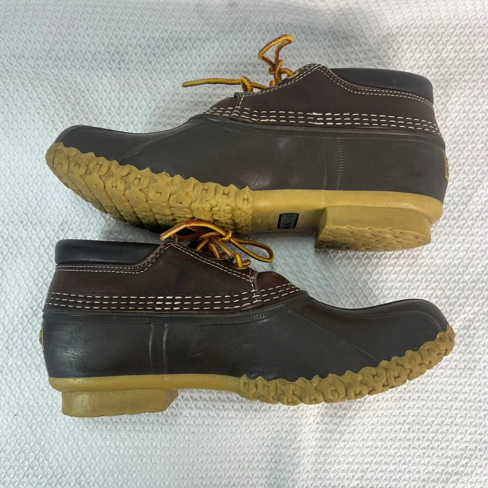 LL Bean Bean Boots Mens Brown Leather Waterproof Duck Shoes US 9? See Sizing